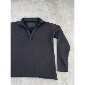 Frank & Eileen XS 100% Cotton Triple Fleece Black Popover Henley Sweatshirt FLAW